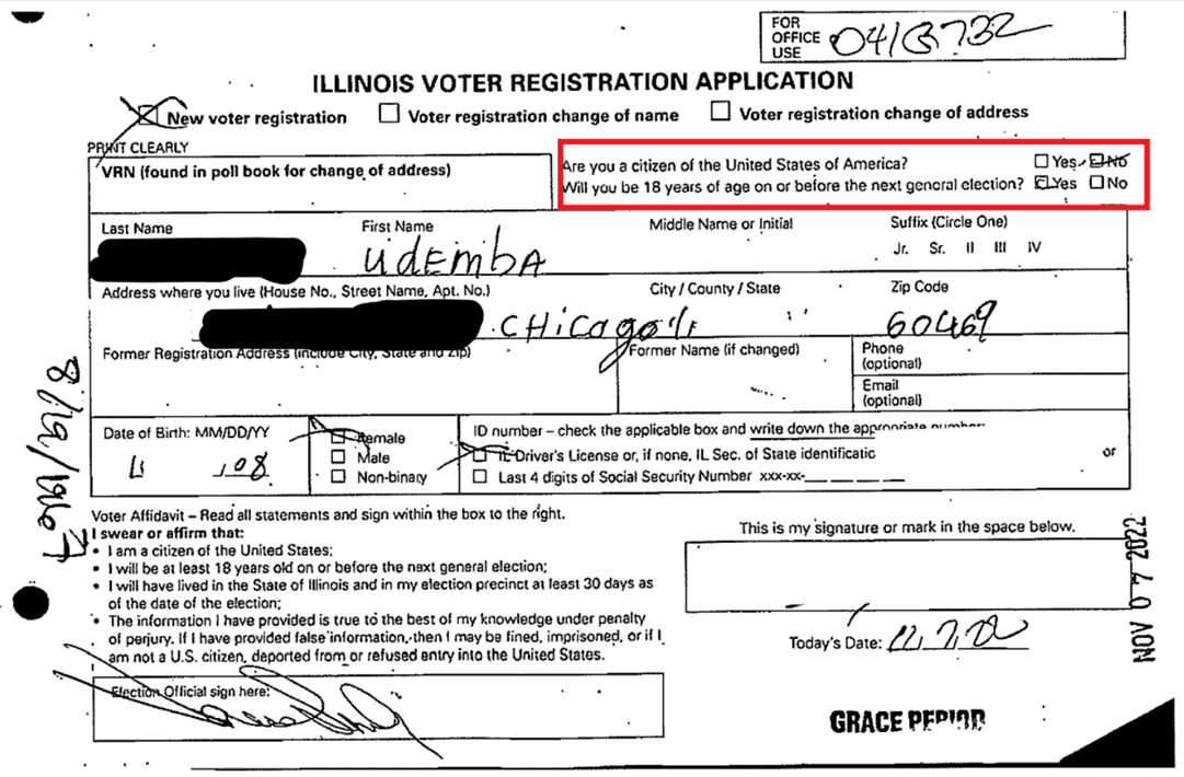 Check box NO Chicago Docuement